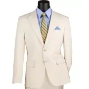 VINCI Men's Bone White Super Stretch Slim-Fit Suit w/ Flex Waistband - NEW