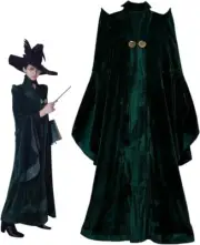 COSMOVIE Women's Witch Wizard Sorceress Cloak Robe Coat -Green XS