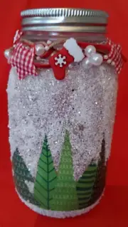 Upcycled Mason Jar 'Frosted Christmas trees' - great for gifts!