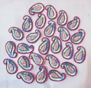Sari APPLIQUE Appliques 25 Pcs Zardosi Sequins Handmade Paisley Doll Craft India
