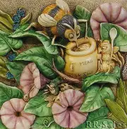 Honey Brew Bumble Bee Flower Harmony Kingdom Byron Secret Garden Tile Decoration
