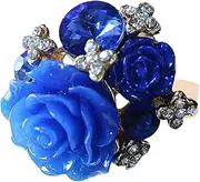 [Generic] Rings for Women | Adjustable Red Statement Ring for Women Girls | Exaggerate Flower Ring Floral Wrap Ring for Girlfriend, Mother