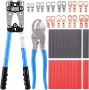 42Pcs Battery Cable Lug Crimping Tool Wire Crimper with Cable Cutter and Wire Lu