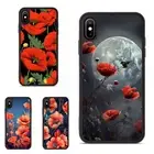 red poppy moire pattern For iPhone XS 11 12 13 14 15 16 Pro Max Shockproof Cover