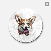 Pembroke Welsh Corgi Dog Head Animal | 4'' X 4'' Round Decorative Magnet
