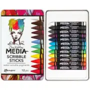 Ranger Dina Wakley Watercolour Crayons Tin Set 1 - Mixed Media Cards Colouring