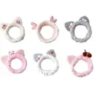Elastic Kitten Ear Headband Flannel Anlters Hairband Plush Turban for Makeup