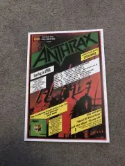 ANTHRAX 1996 Australian Tour A4 Flyer High Quality Reproduction on Glossy Card