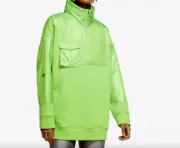 Nike City Ready 1/4 Zip Jacket Tuck Away Hood Bright Green CV0303 387 Size Med