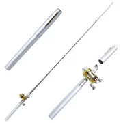 Pen Type Pocket Flexible Fishing Rod With Drum Reel Silver Rods & Poles