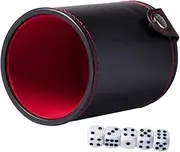 SUPVOX 1 Set Leather Dice Storage Cup Double Layer PU Leather Dice Cup with Noise Reducing Lining for Ktv Club Bar and Pub Entertainment