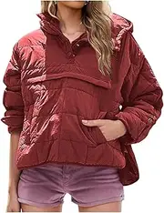 [Bilqis] Quilted Jackets For Women Warm Hooded Leather Coat Long Sleeve Jacket Oversize Lightweight Fashion Puffer Jacket