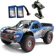 WPLDEWAN RC Truck 1/14 Scale 4x4 RC Car Off-Road Remote Control Monster Truck Buggy 30 MPH All Terrain with 390 Motor Proportional Throttle Steering Metal Chassis 2 Batteries Hobby Toy