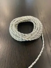 WHITE - METALLIC SILVER 3MM Twist Cord 2-PLY Trim Polyester (4 YARDS)