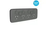 Clipsal Iconic Essence Quad Powerpoint + Extra Switch Skin Ash Grey