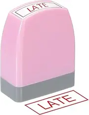 uxcell Late Notice Stamp Self Inking, Red Ink Office Stamps Pre Inked Message Stamp Refillable Business Stamp, Pink