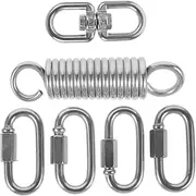 BESPORTBLE 1 Set Hammock Chair Hanging Kit Hammock for Outside Hook Sand Bags Coat Hanger Hangers Hanging Hammock Racks for Clothes Swing Spring and Rings Porch Springs ， Silver