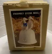 Vintage Friendly Geese Decor Ceramic Bell Blue Ribbon And Pink Ribbon By ROC