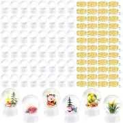 Lenwen 48 Set DIY Snow Globe Christmas LED Clear Plastic Snow Globe Kit Inclu...