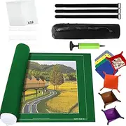 3000 Pieces Jigsaw Puzzle Mat Roll Up – 55" x 39" Puzzle Keeper with 18 Puzzle Saver Sheets, 6 Hooks, 8 Sorting Trays, Hand Pump, Inflatable Tube & Storage Bag Puzzle Storage & Organization Kit, Green