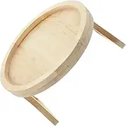 MOLUCKFU Elegant Wooden Folding Pallet Couch Arm Table Round Tray Over Sofa Snack Holder for Room