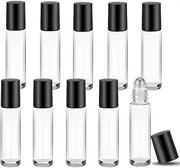 Essential Oil Roller Bottle 10ml 10 Pieces, Empty Clear Glass Roller Bottles for Essential Oils Leak Proof, Refillable