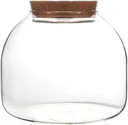 Glass Terrarium for Plants, 1600ml Plant Terrarium with Cork Lid, Large Opening Terrarium Jar for Mini Succulents Landscape Building, Floral Displays, Craft Collections and Etc. Fish Bowl Glass Glass