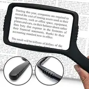 MagniPros Jumbo 3X Magnifying Glass Wide Horizontal Lens- Shockproof Housing & Scratch Resistant Design W/Large Viewing Area Ideal for Reading Small Prints & Low Vision Black