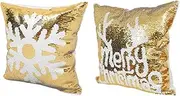 Alipis 2pcs Snowflake Pillowcase Covers Gold Shiny Pillowcase Set Christmas Decor Sequin Pattern for Sofa Bed Car Use