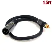 1.5FT Premium XLR 3-Pin Male to RCA Male Mic Microphone Audio Cable Gold Plated