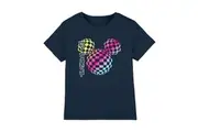 Mickey Mouse Childrens/Kids Checkerboard Gradient Logo T-Shirt (Navy) - UTTV15107