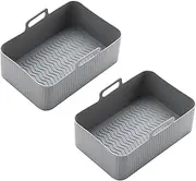 tieedhfu 2pcs/Set Air Fryer Food Clean Evenly for Airfryer Air Harmless Human Dishes Baskets Silicone of to Clean Trays, Gray, 19.5 * 13.5 * 7CM