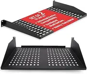 19-Inch 1U+2U Server Rack Shelves - Universal Device Server Rack Mounting Tray, for Good Air Circulation, Cantilever Mount, Wall Mount Rack, Computer Case Mounting Tray, Black - Pyle PLRSTN42U