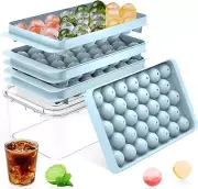 Ice Cube Tray with Lid and Bin – round Ice Cube Trays for Freezer, Bpa-Free Food