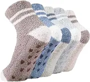 [Pleneal] Fuzzy Socks for Women - Non Slip Socks Women, Slipper Socks Hospital Socks with Grips for Women, Warm Fluffy Socks