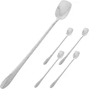HEALEEP 5pcs Stainless Steel Handle Spoon Stirring Spoons for Tea Cocktails and Stirring Utensils for Home and Bar Use