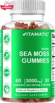 Irish Sea Moss Gummies 3000 Mg, 60 Vegan - Bladderwrack, Burdock Root