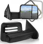 Sanooer Flip-up Towing Mirrors Compatible with 2014-2018 Chevy Silverado GMC Sierra with Switchback Turn Signal Running Light Temp Sensor Dual Mirror Heated Pair
