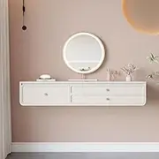 Wall Shelf Floating Desk Bedside Table Laptop PC Table Dressing Table Cosmetic Jewelry Storage Cabinet Writing Study Table Coffee Table Side Table Hanging Cabinet Wall-Mounted Computer Table White