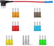 Micro3 ADD Circuit Blade Style Fuse Adapter Cable Add-A-Circuit Fuse Holder FUSETAP TAP with 7 Fuses Set 5, 7.5, 10, 15, 20, 25, 30 AMPS - Micro3 Size