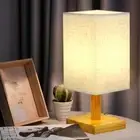 Square Nordic Bedside Lamp Table Lamp USB Night Light Cloth Cover Desk Lamp