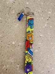 Handmade Key Fob Chain Wristlet Mr Men Print #2