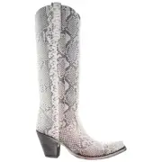 Corral Boots Python Snip Toe Cowboy Womens Grey, White Dress Boots A3789