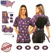 Professional Dog Groomer's Smock - Waterproof, Medium, with Purple Poodle Design