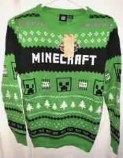 MINECRAFT BOYS CHRISTMAS SWEATER NEW NWT size 12/13 green TNT nice! 20 msrp! wow