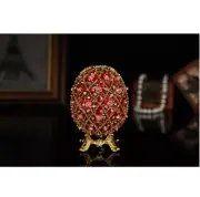 Cajas de baratija de huevos de Faberge, pintadas a mano, con bisagra, HOME DECOR