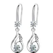 2PCS Copper Woman Fashion Jewelry Earrings Wing Long Tassel Hook Earrings