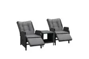 Livsip Recliner Chairs Sun lounger Table Set of 3