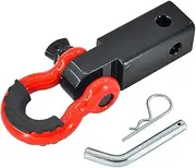 2 Inch Hitch with 3/4 Inch Shackle 11000 Working Load Limit Heavy Du Solid Recovery Towing Kit with Hitch Pin Trailer Arm Shackle for Vehicle Recovery