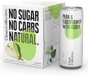 Clean Collective Pear & Elderflower with Vodka 4 x 250ml | 5% ABV | Refreshing Ready-to-Drink Cocktail | Premium Vodka & Natural Fruit Flavours | Vegan | Lightly Sparkling Alcoholic Drink